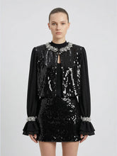 Crystal-Embellished Sequin Jacket & Mini Skirt