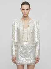 Luminescent Sequin Cropped Jacket & Mini Skirt Set