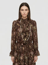 Romantic Ruffle Floral Silk Chiffon Mini Dress