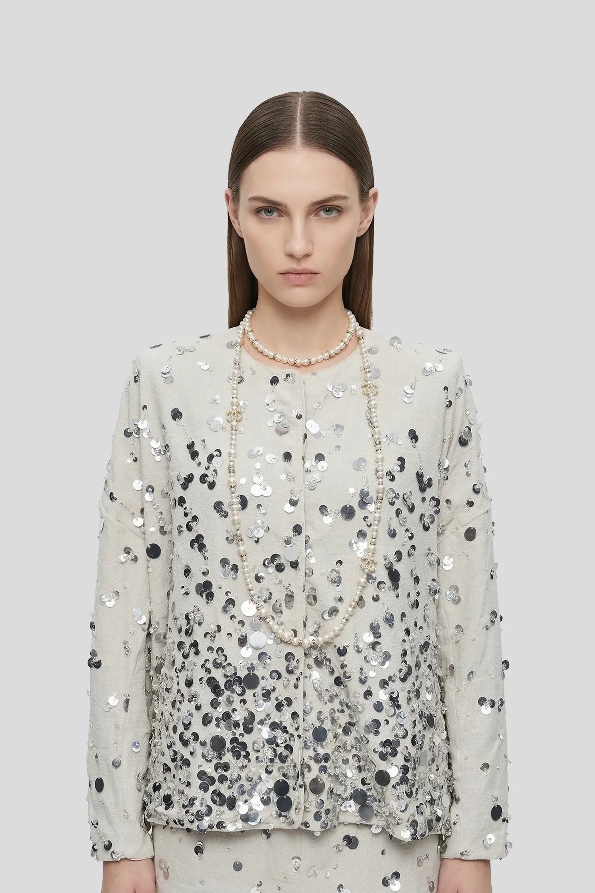 DW Ateller Iridescent Sequin Embellished Tweed Two-Piece Set