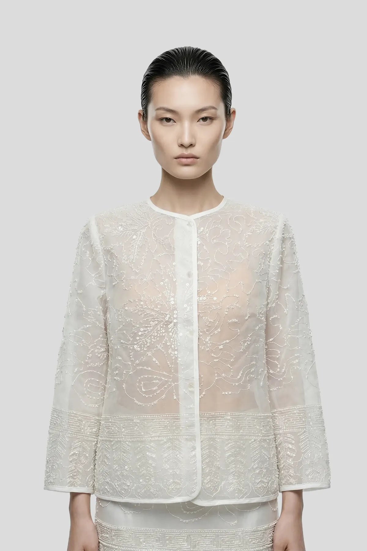 DW Ateller Ethereal Hand-Beaded Sheer Tailored Set