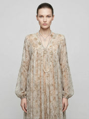 Ethereal Paisley Silk Chiffon Maxi Dress