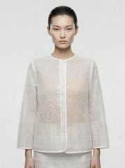 Ethereal Hand-Beaded Sheer Tailored Set