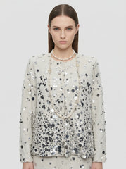 Iridescent Sequin Embellished Tweed Two-Piece Set