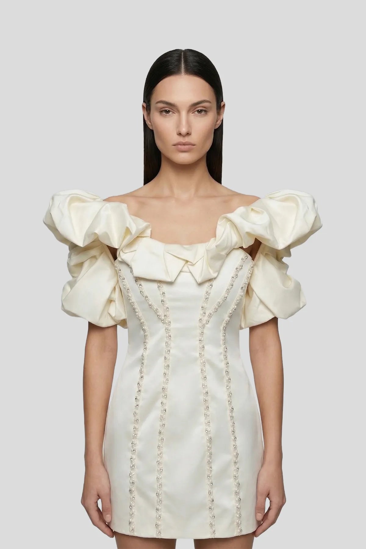 Sculptural Pearl-Embellished Mini Dress Main image