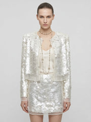 Luminescent Sequin Cropped Jacket & Mini Skirt Set