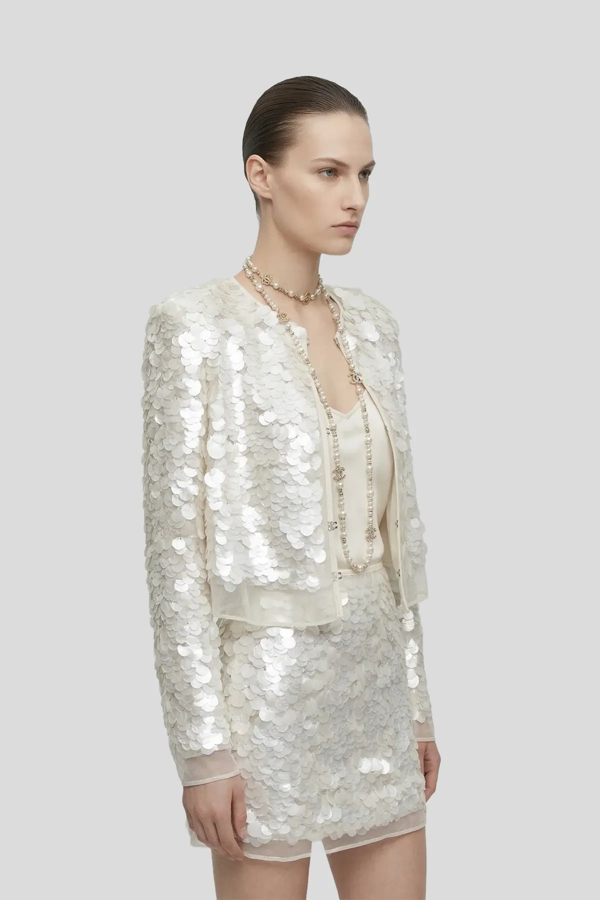 DW Ateller Luminescent Sequin Cropped Jacket & Mini Skirt Set