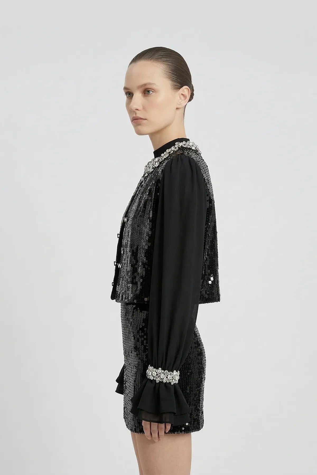 DW Ateller Crystal-Embellished Sequin Jacket & Mini Skirt