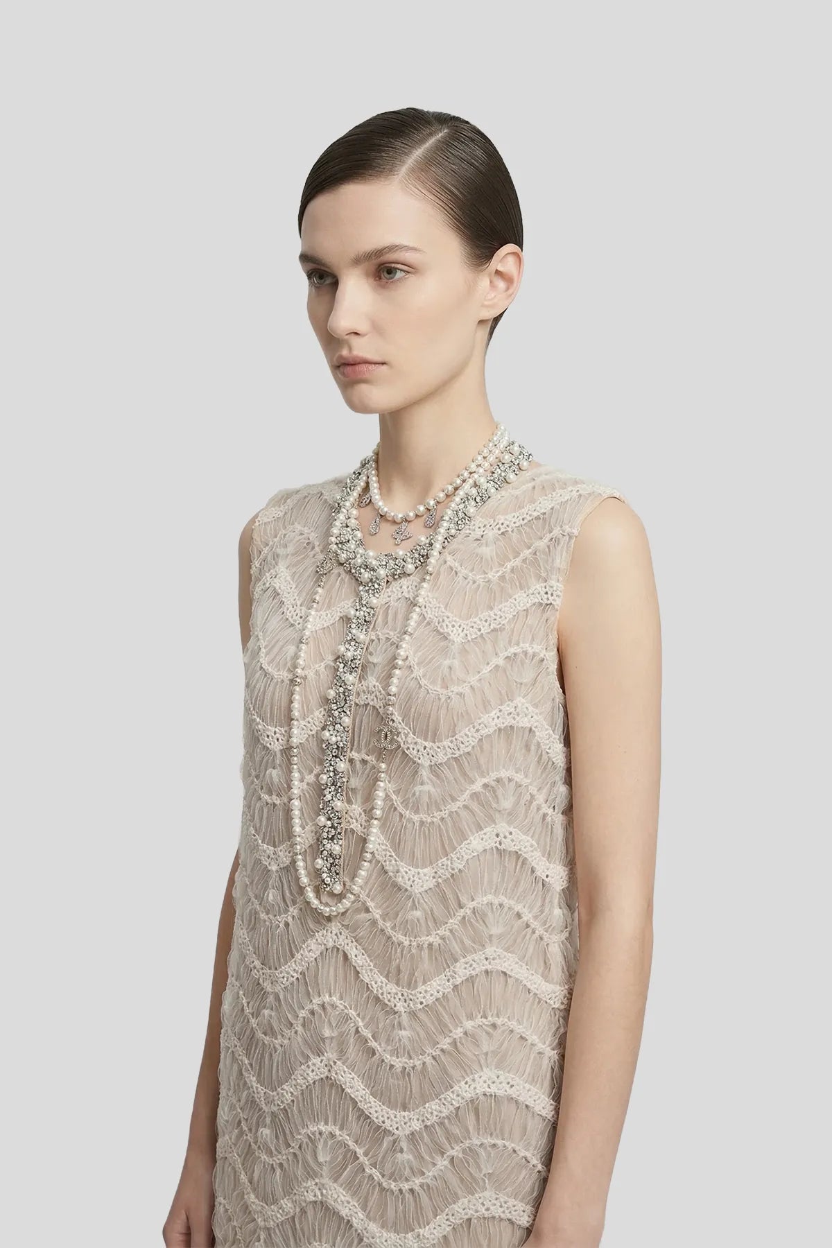 DW Ateller Wave-Embroidered Scalloped Mini Dress