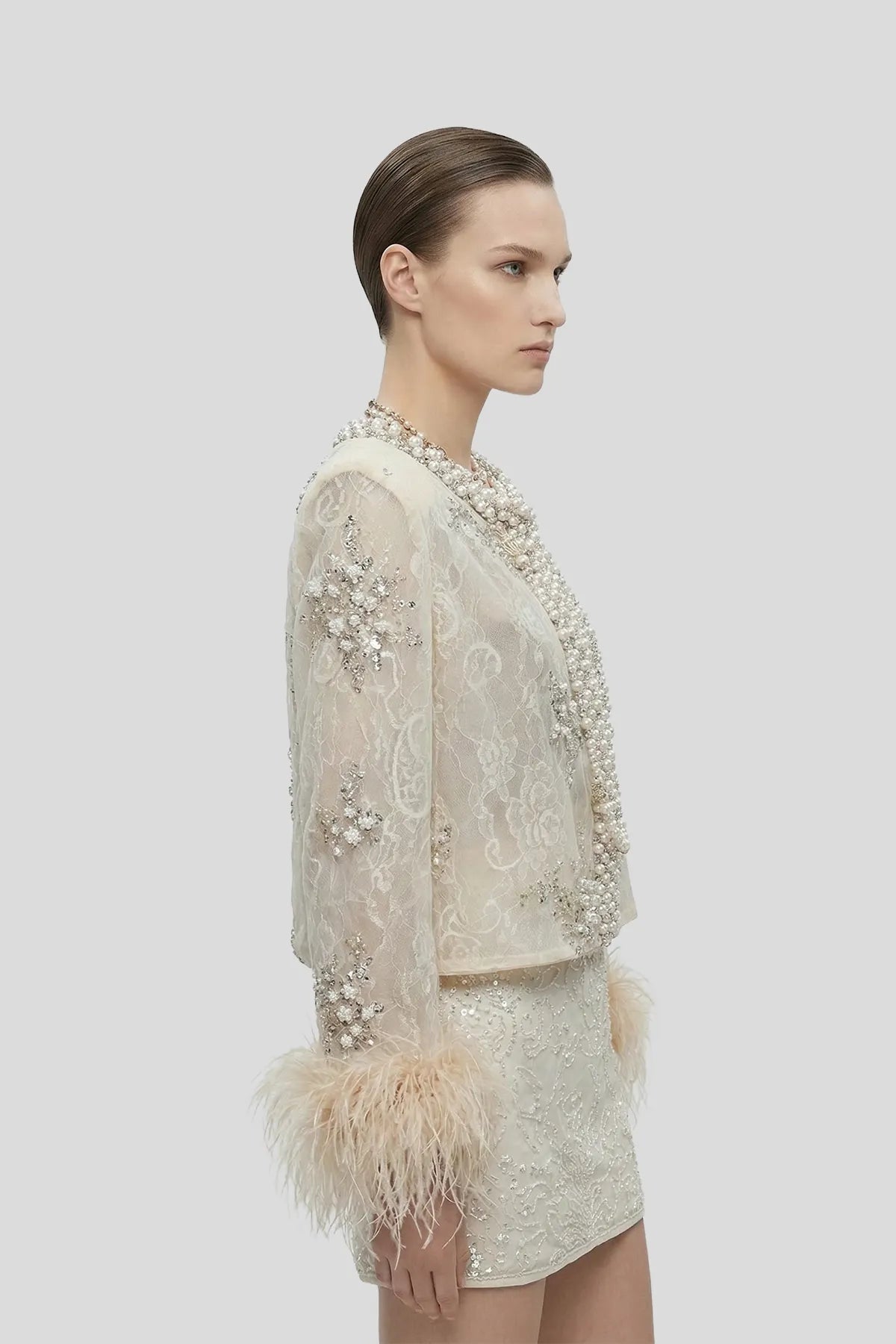 Pearl-Encrusted Lace Jacket & Beaded Mini Skirt Secondary image