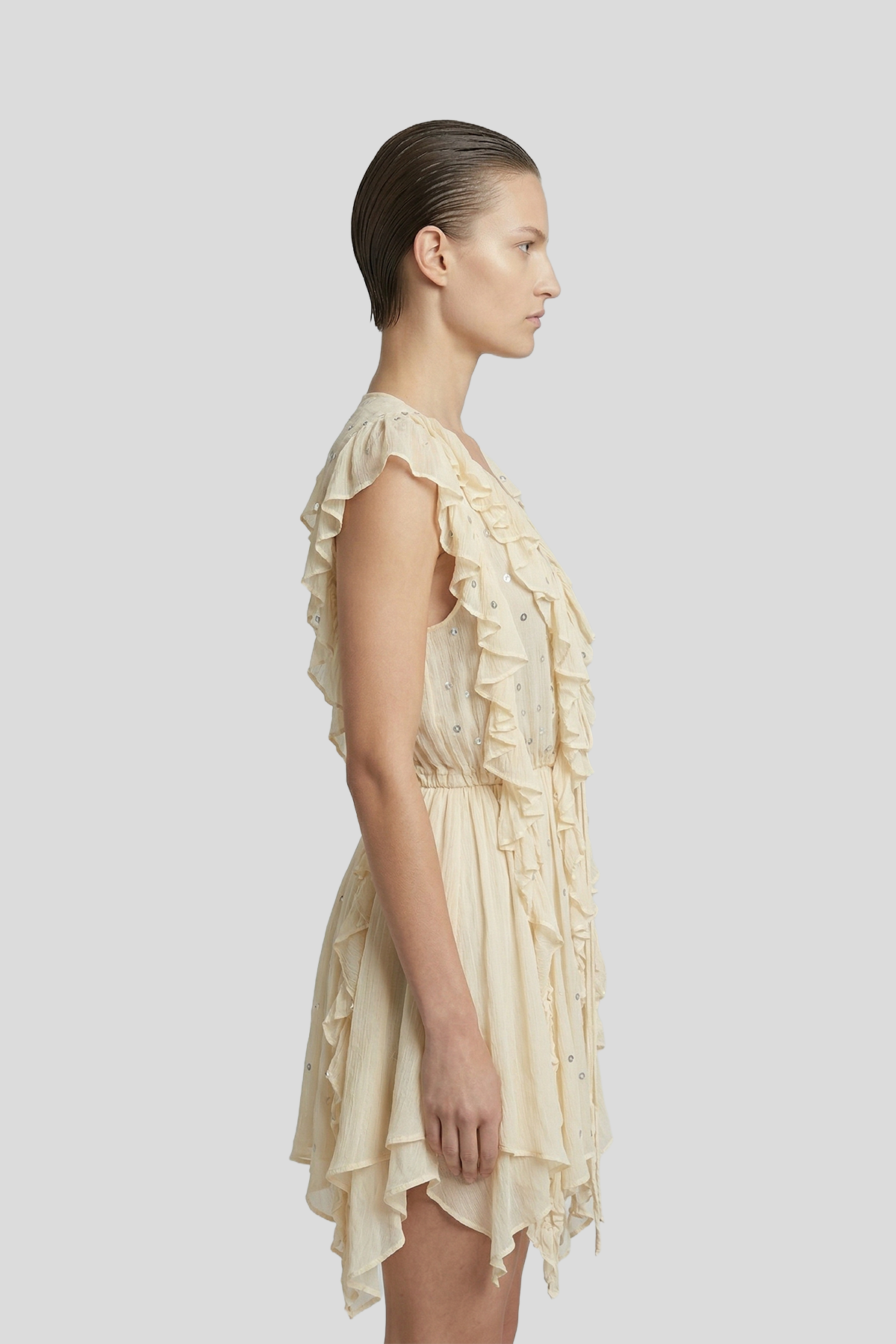 DW Ateller The Aurelia Ruffled Paillette Mini Dress