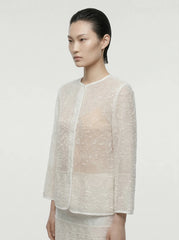 Ethereal Hand-Beaded Sheer Tailored Set
