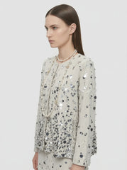 Iridescent Sequin Embellished Tweed Two-Piece Set