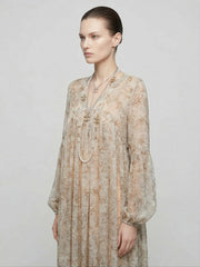 Ethereal Paisley Silk Chiffon Maxi Dress