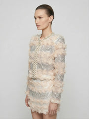 3D Floral Appliqué & Sequined Pearl-Trimmed Set