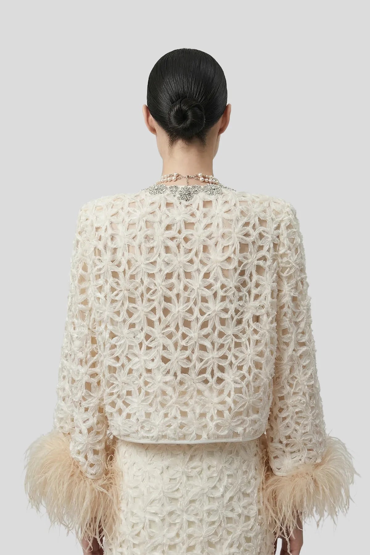 DW Ateller Guipure Lace Crystal-Trimmed Jacket & Skirt Set