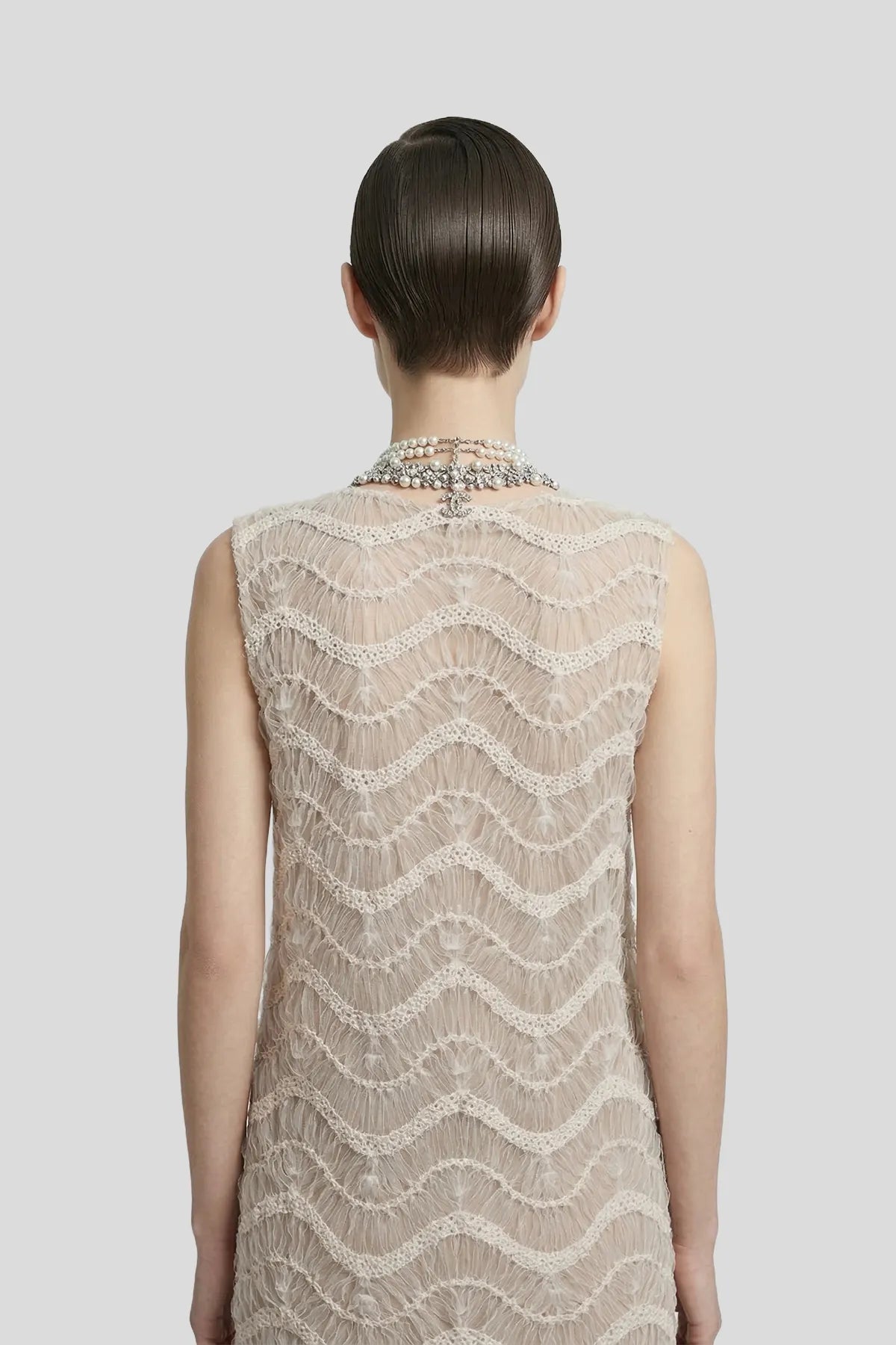 DW Ateller Wave-Embroidered Scalloped Mini Dress