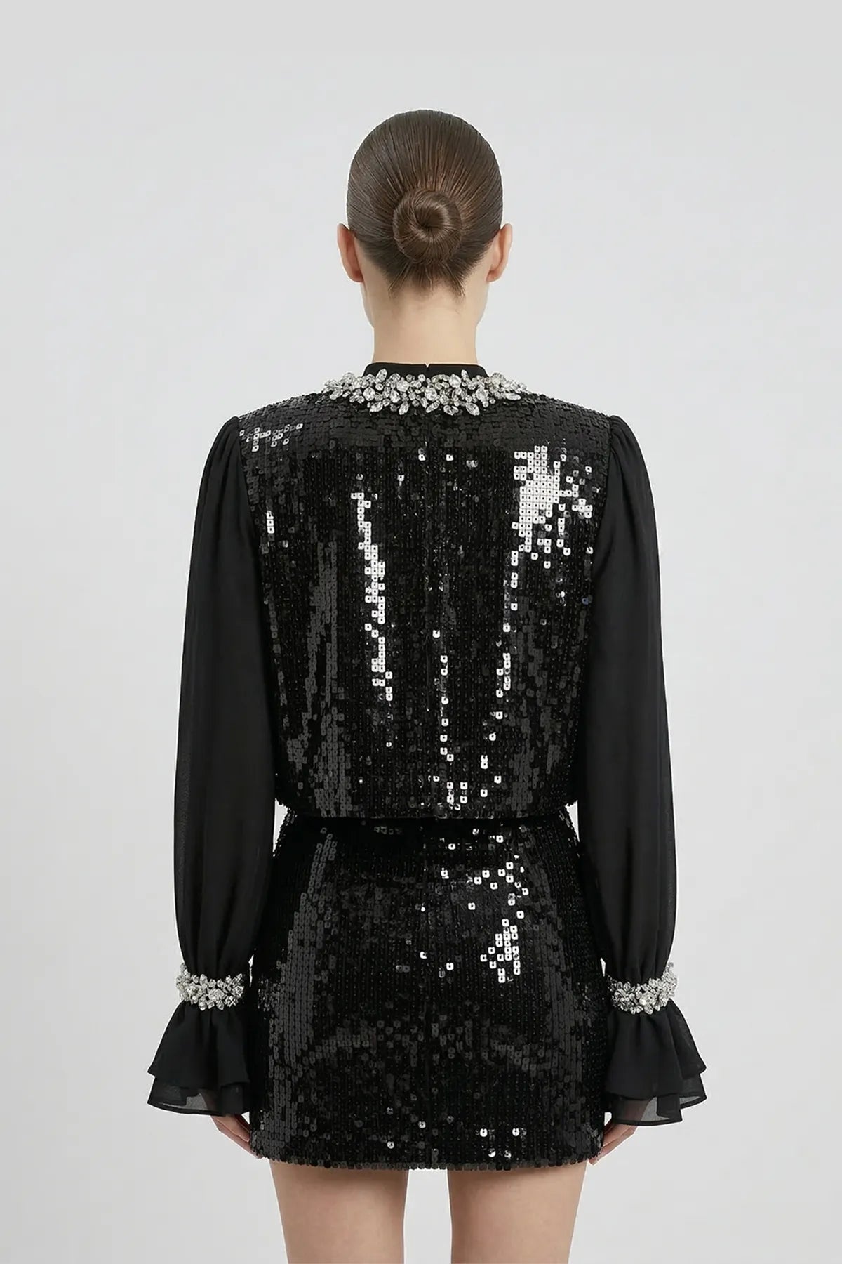 DW Ateller Crystal-Embellished Sequin Jacket & Mini Skirt