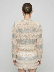 3D Floral Appliqué & Sequined Pearl-Trimmed Set