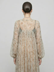 Ethereal Paisley Silk Chiffon Maxi Dress