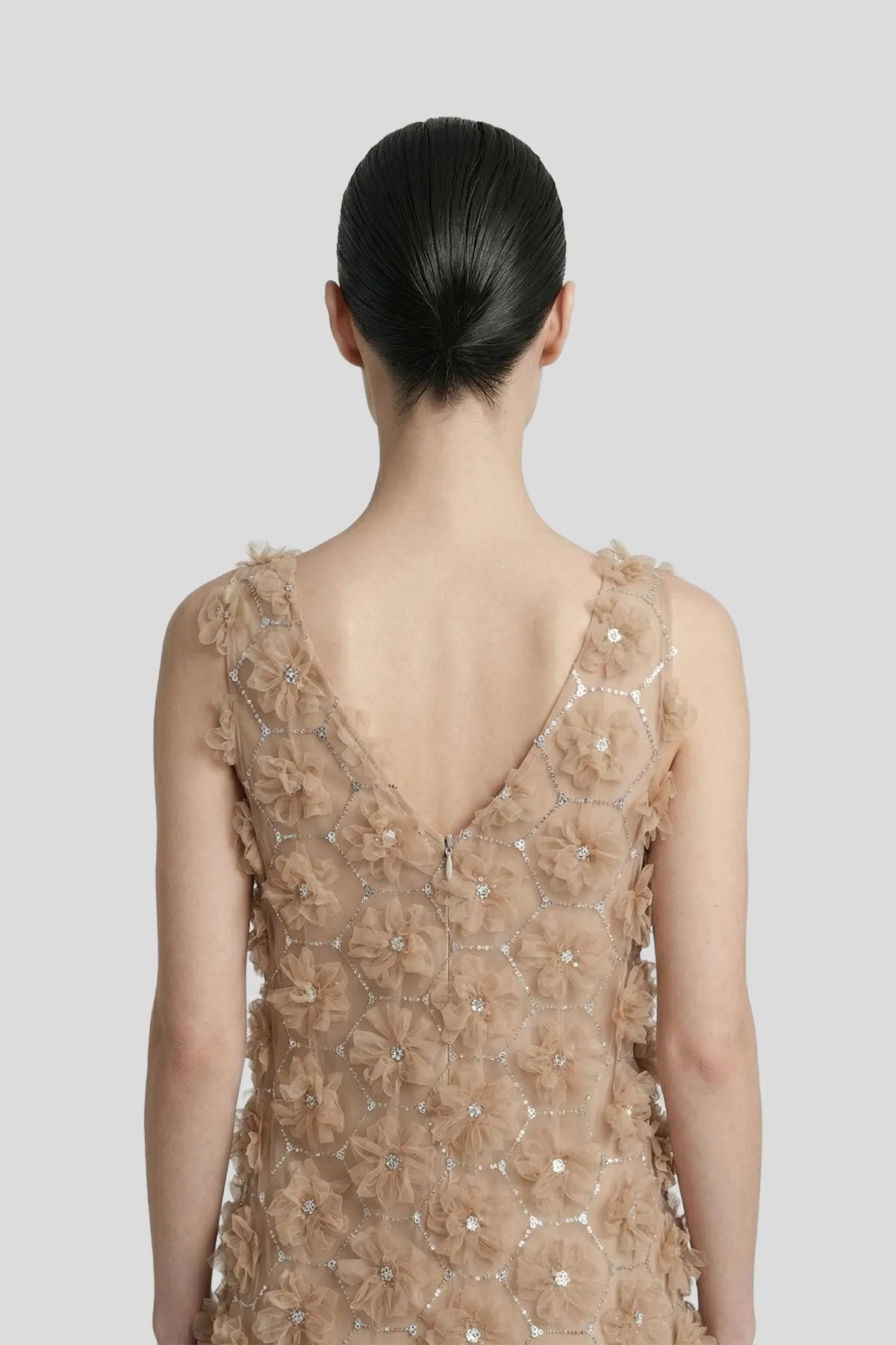 3D Floral Embellished Crystal Mini Dress