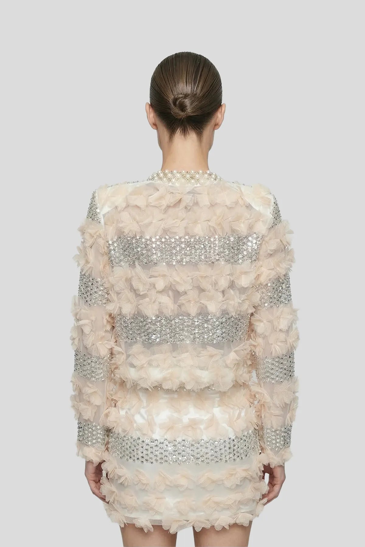 DW Ateller 3D Floral Appliqué & Sequined Pearl-Trimmed Set