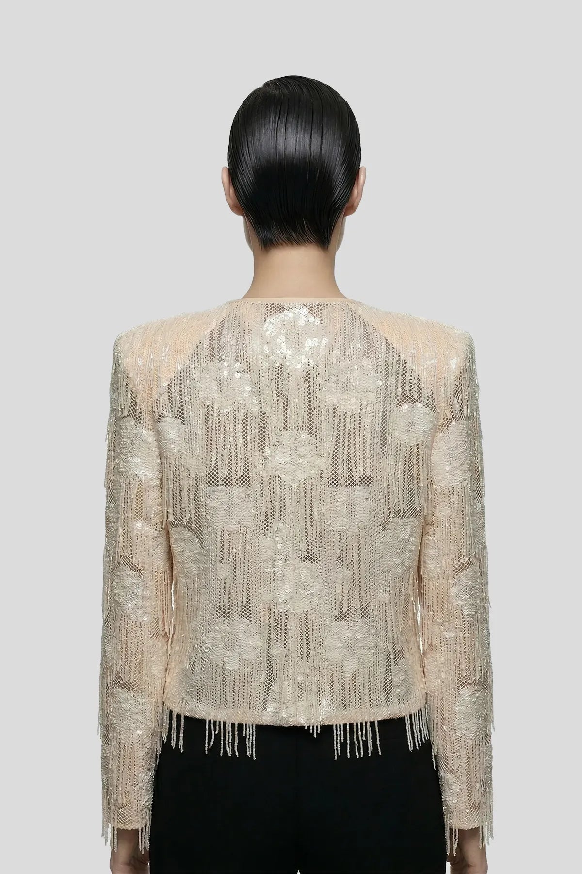 DW Ateller Crystal-Trimmed Sequined Lace Cropped Jacket