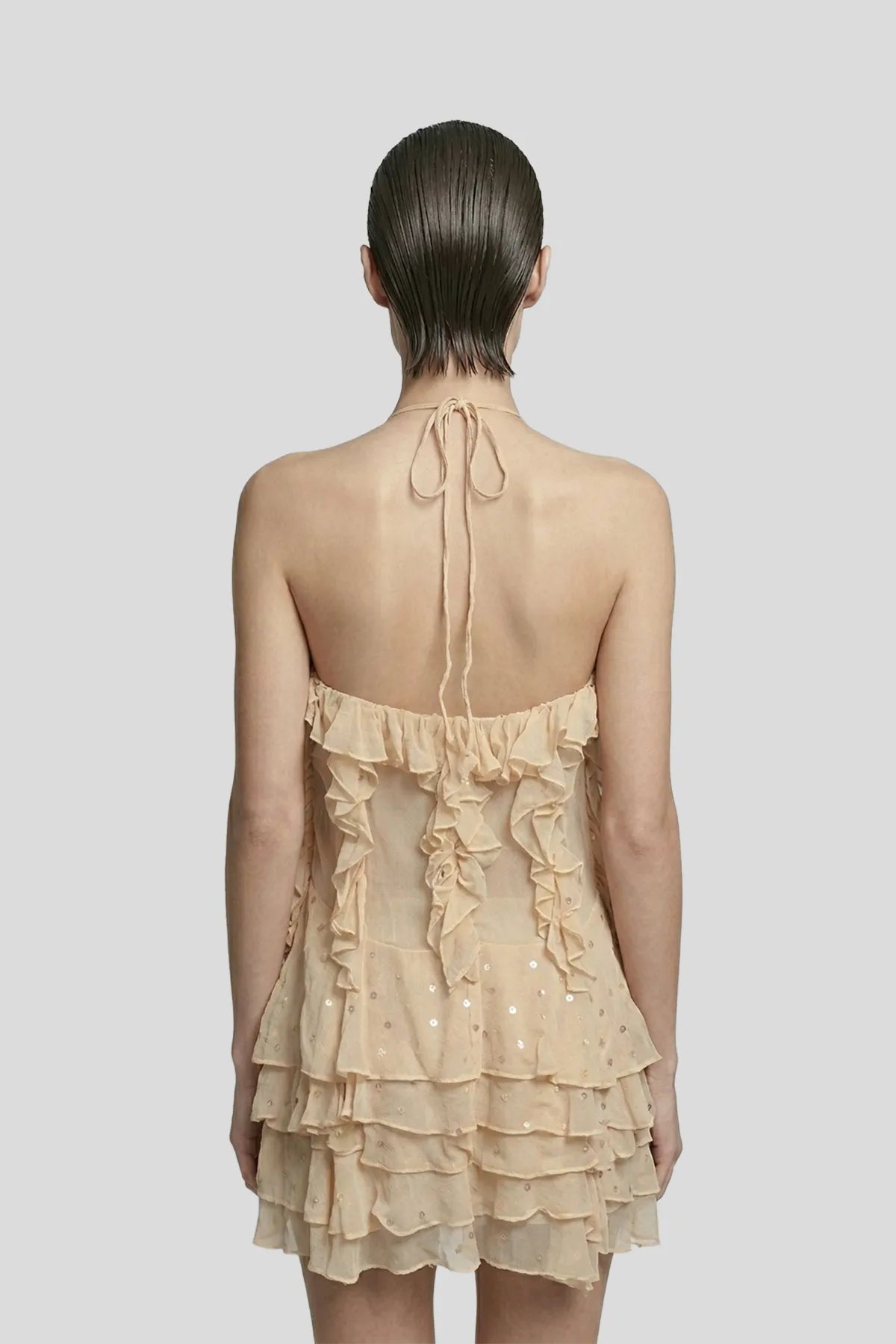 DW Ateller The Odette Ruffled Sequin Mini Dress