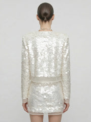 Luminescent Sequin Cropped Jacket & Mini Skirt Set