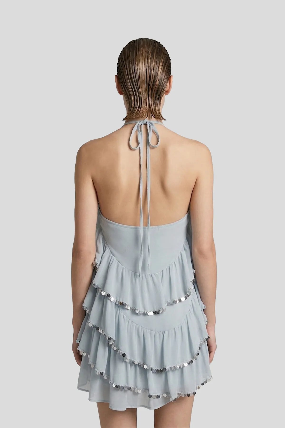 Celeste Sequin-Trimmed Tiered Mini Dress