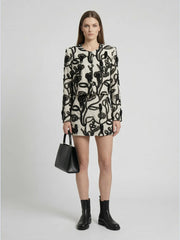 3D Floral Corded Embroidery Cropped Jacket & Mini Skirt Set