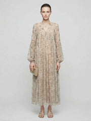 Ethereal Paisley Silk Chiffon Maxi Dress