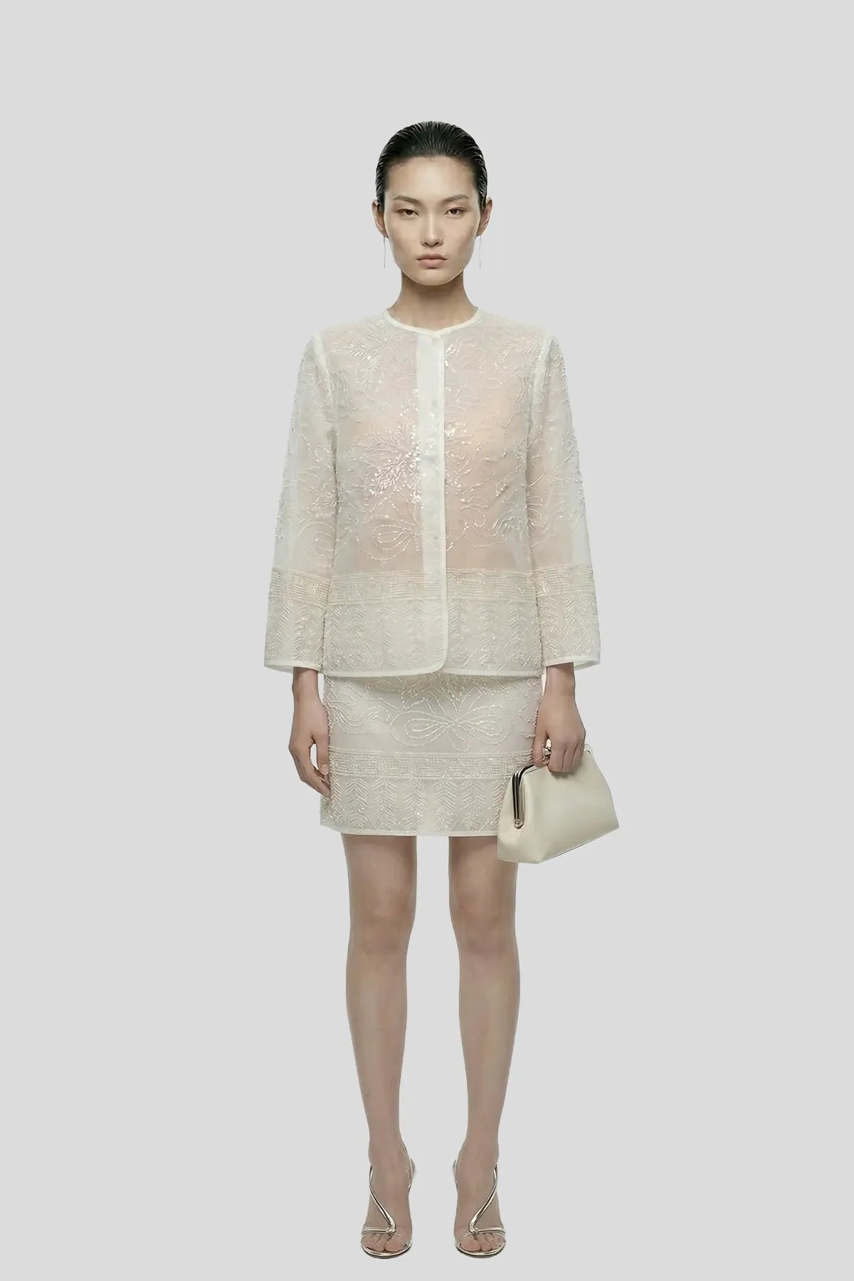 DW Ateller Ethereal Hand-Beaded Sheer Tailored Set