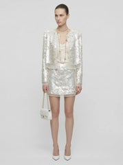 Luminescent Sequin Cropped Jacket & Mini Skirt Set