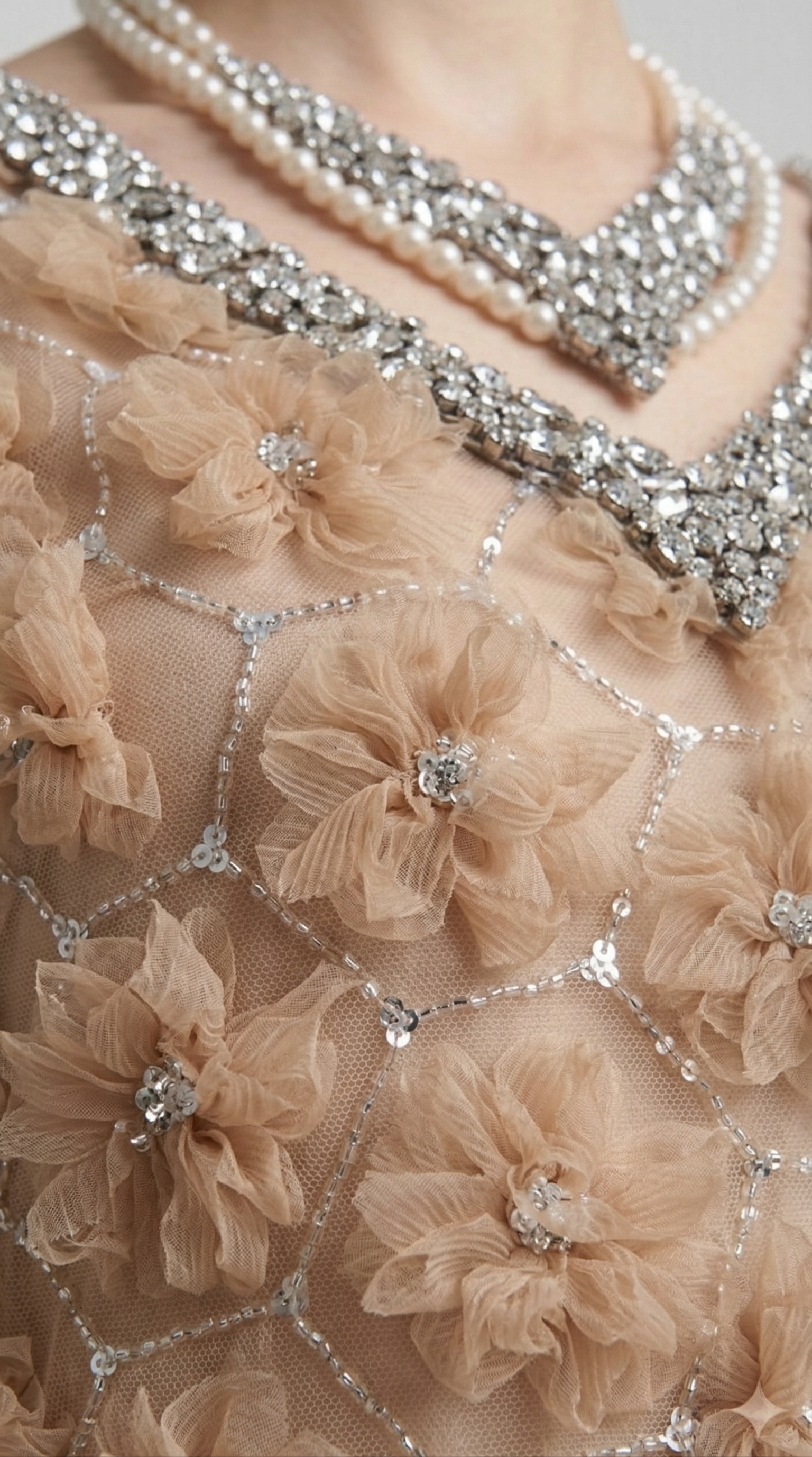 3D Floral Embellished Crystal Mini Dress