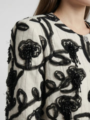 3D Floral Corded Embroidery Cropped Jacket & Mini Skirt Set