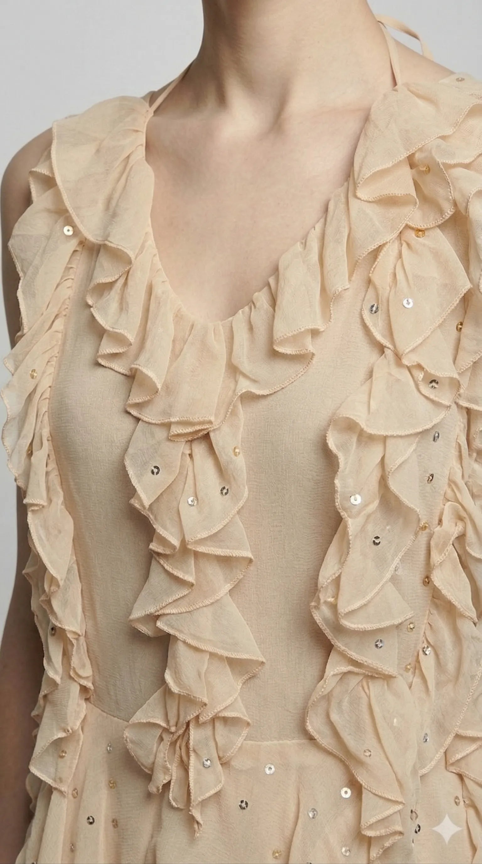 DW Ateller The Odette Ruffled Sequin Mini Dress