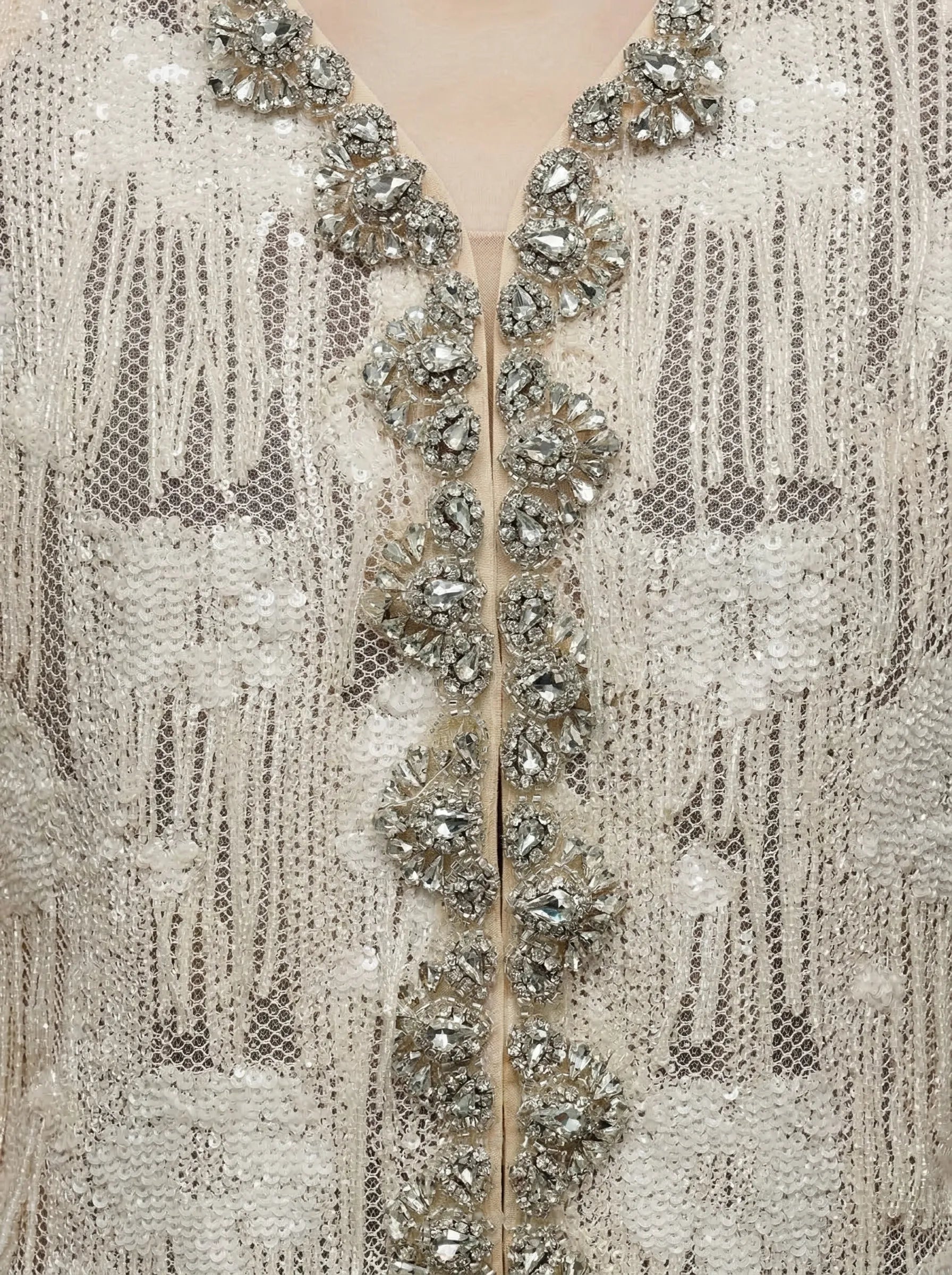 DW Ateller Crystal-Trimmed Sequined Lace Cropped Jacket