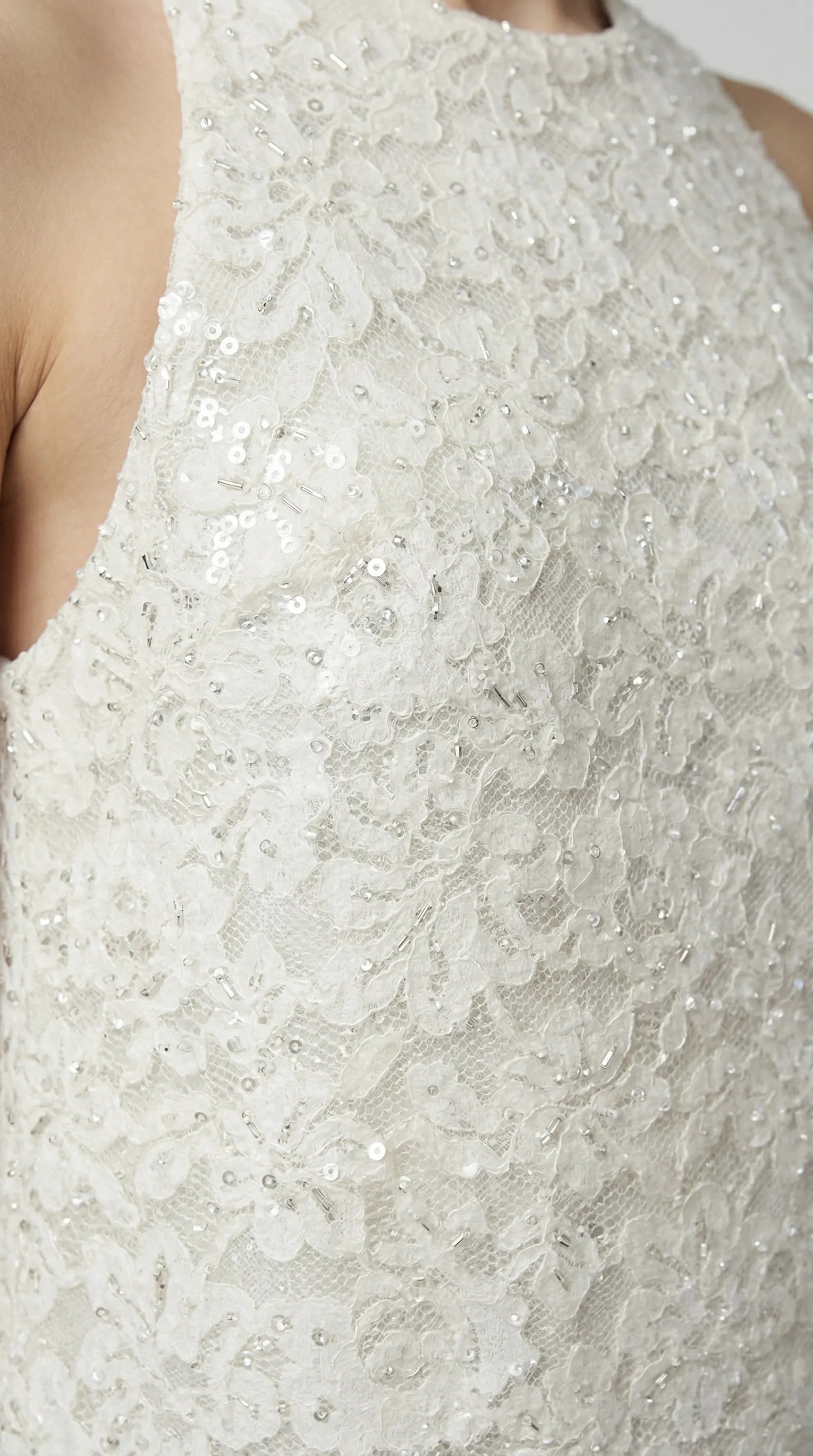 DW Ateller The Seraphina Sequined Lace & Ostrich Feather Mini Dress
