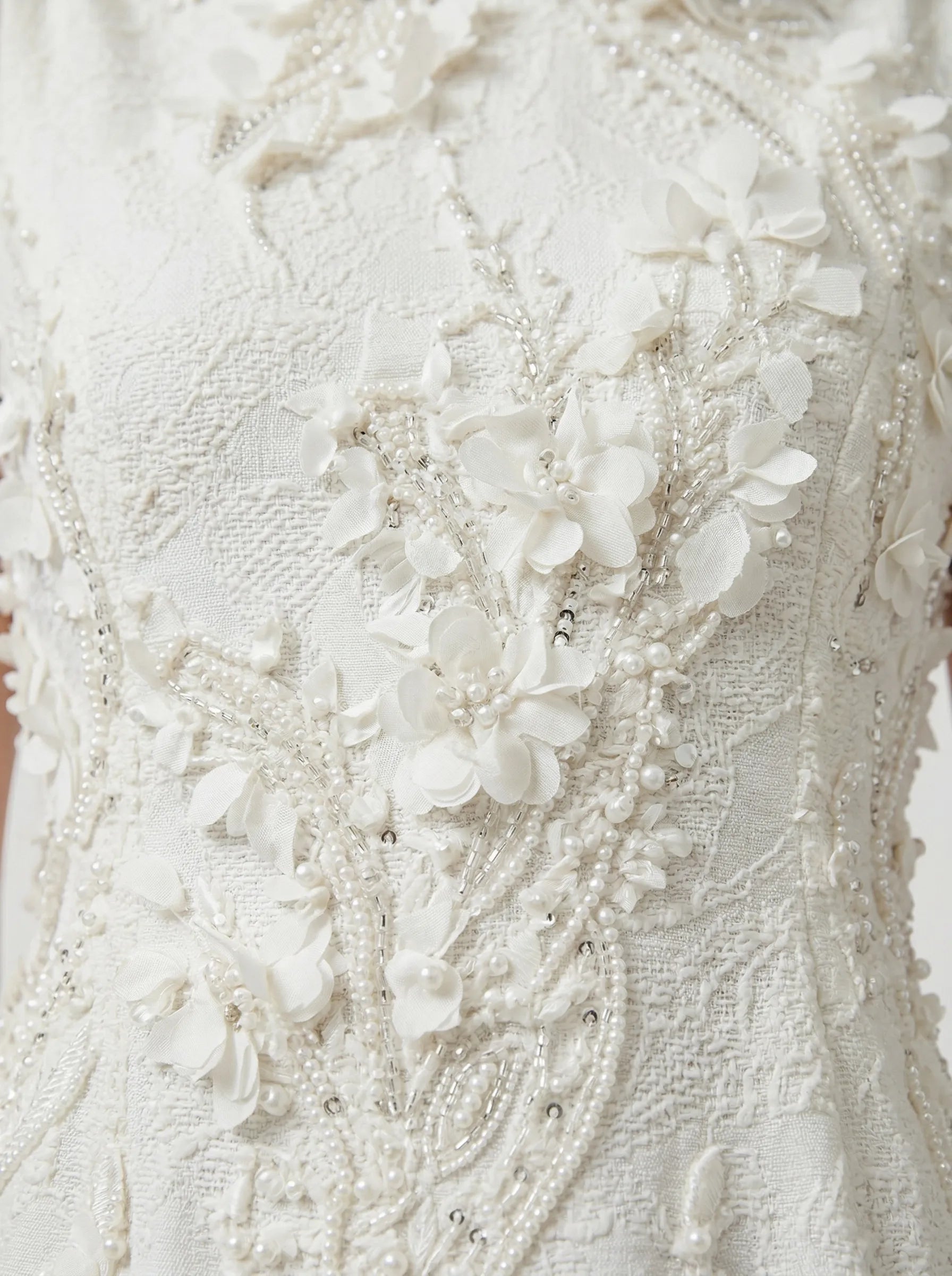 DW Ateller 3D Floral Embellished Mini Dress with Feather Hem