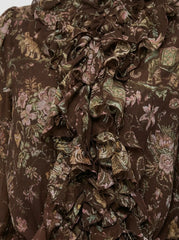 Romantic Ruffle Floral Silk Chiffon Mini Dress