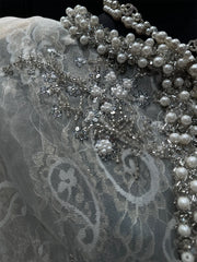 Pearl-Encrusted Lace Jacket & Beaded Mini Skirt