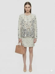 Iridescent Sequin Embellished Tweed Two-Piece Set