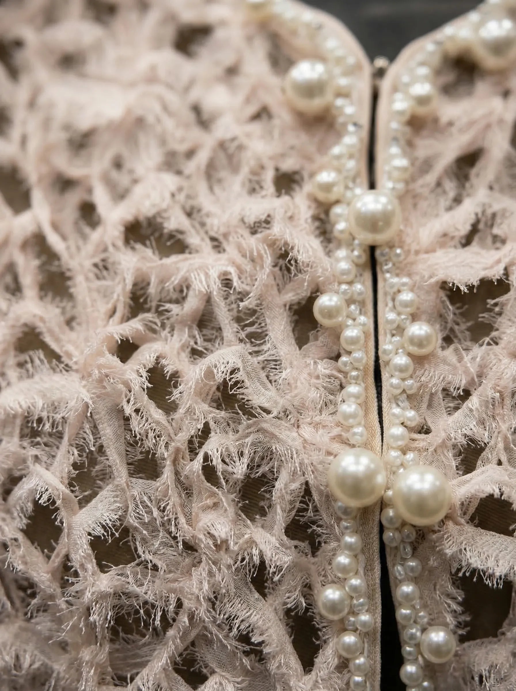 DW Ateller Pearl & Feather Trimmed Textured Evening Jacket