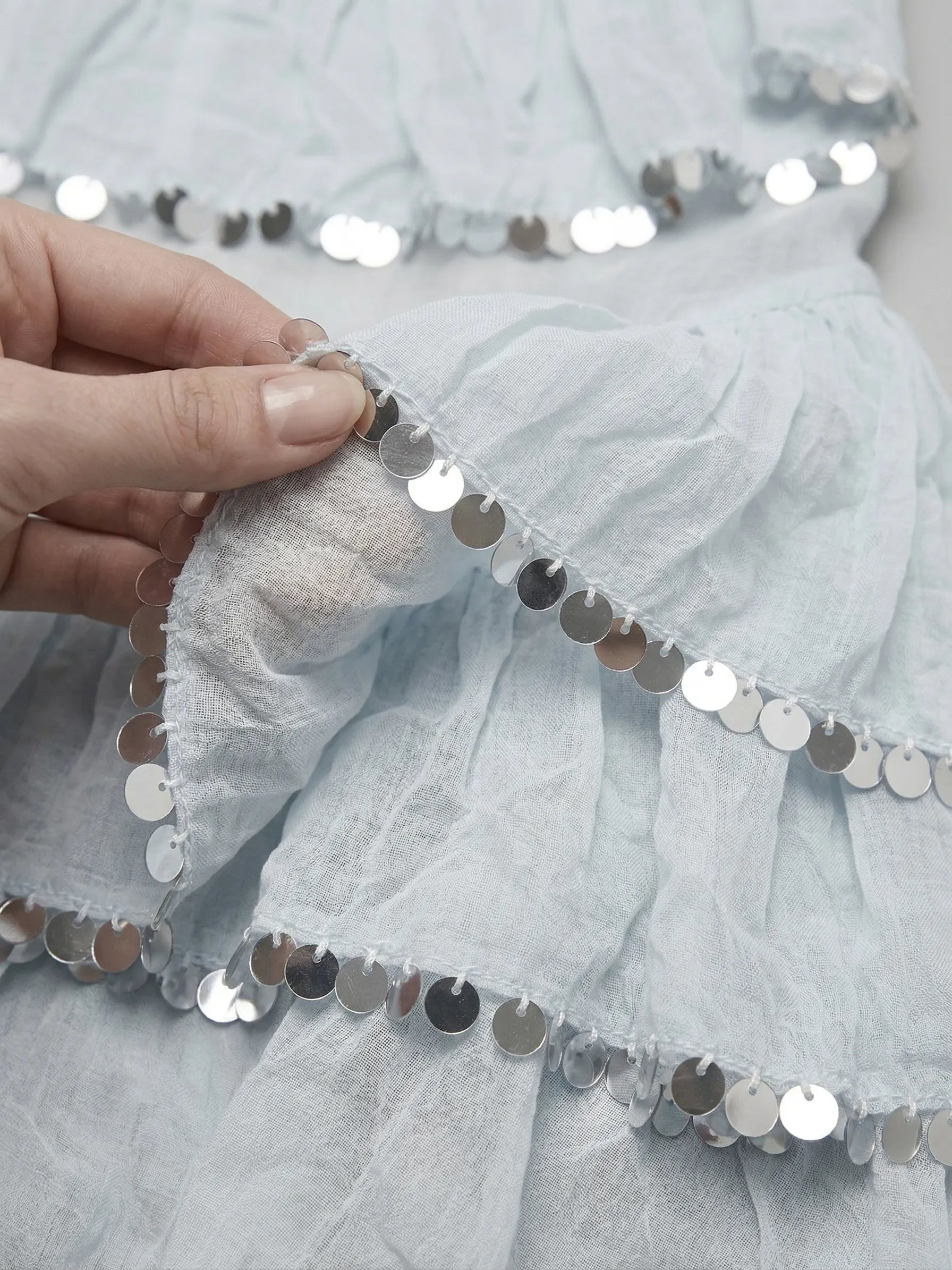 Celeste Sequin-Trimmed Tiered Mini Dress